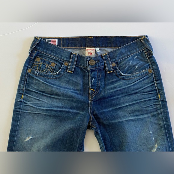 TRUE RELIGION “Brianna” Women’s Boyfriend Jeans Distressed Made in USA Size 26 - Picture 4 of 9